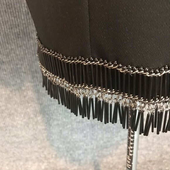 Divina Pele Elegant Black Sheer Illusion Cocktail Dress Size Small Beaded Hem - Picture 6 of 11